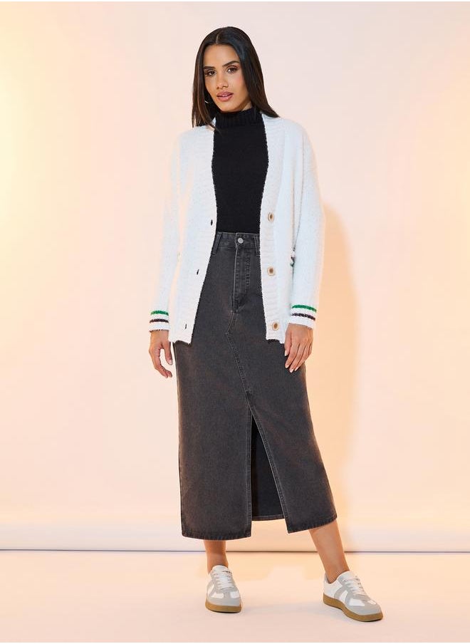 Styli - Textured Knit Pocket Front Cardigan - Image 1