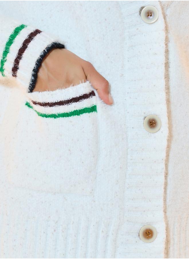 Styli - Textured Knit Pocket Front Cardigan - Image 1