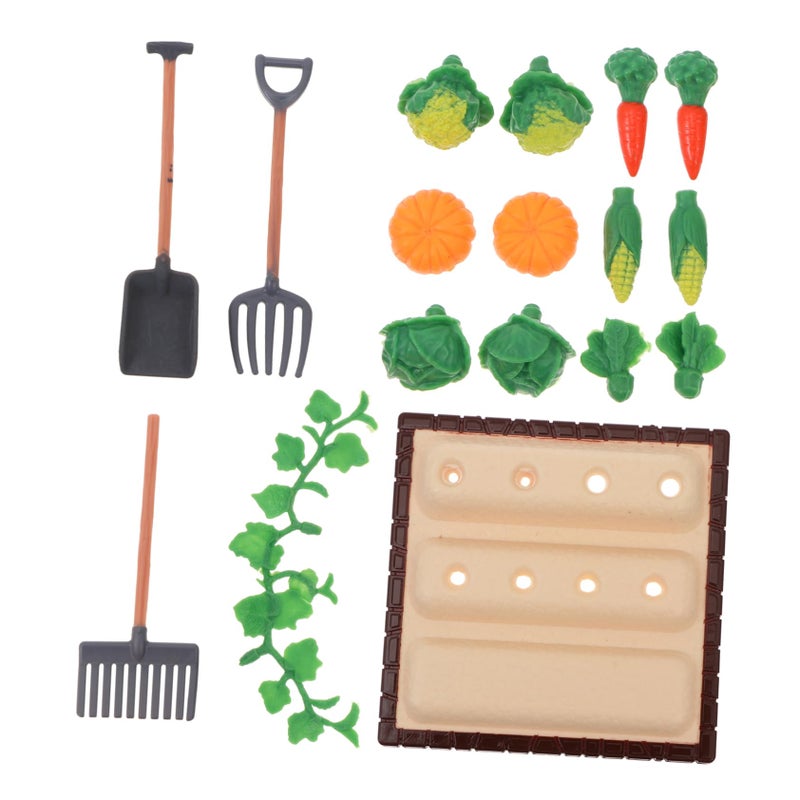 NUOBESTY Mini Shovel Rake Farm Model Kit Vegetable Figurines Mini Garden Tools Dollhouse Decorations Miniature Field Scene Landscape Outdoor Small Ornament Resin 1 Set - Image 3