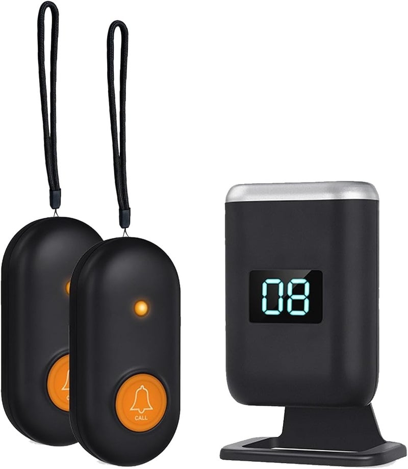 Caregiver Pager Wireless Call Button for Seniors, Panic Button for Elderly with 1000FT Range, No Monthly Fee, Home Alert System with LED Display, Vibration & Ringtone Options - Image 1