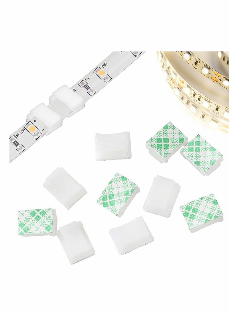 KASTWAVE 100 PCS Light Strip Mounting Clips White Self Adhesive Led Light Fasteners Mounting Holder Cable Clamp Organizer for 8mm Light Strip (8mm) - Image 5