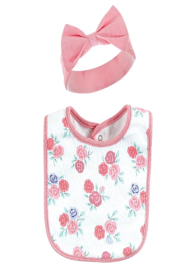hudson baby Hudson Baby Unisex Baby Cotton Bib and Headband or Caps Set, Mothers Day, One Size - Image 4
