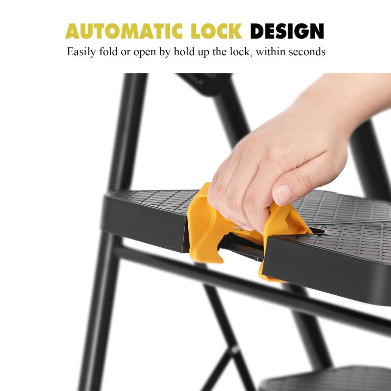 KINGRACK 4 Step Ladder with Tool Platform, Folding Step Stool with Wide Pedal, Safety Locking, Sturdy Steel Ladder Portable Safety Ladder for Painting Home Outdoor Garage - Image 4