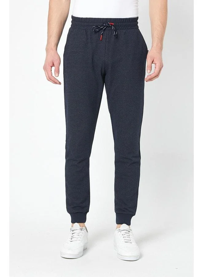 mmetalic Men's Navy Jogger Sweatpants with Side Pockets, Elastic Waist and Ankles, Adjustable Drawstring