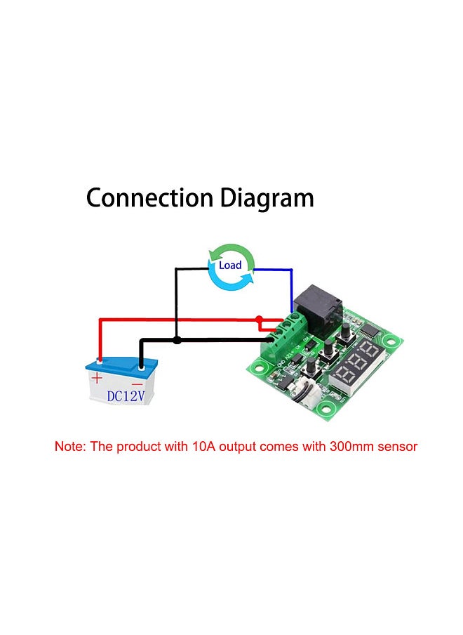 W1209 Digital Temperature Controller Board Micro Electronic High Accuracy NTC Sensor Temp Control Thermostat Panel with Waterproof Sensor Probe
