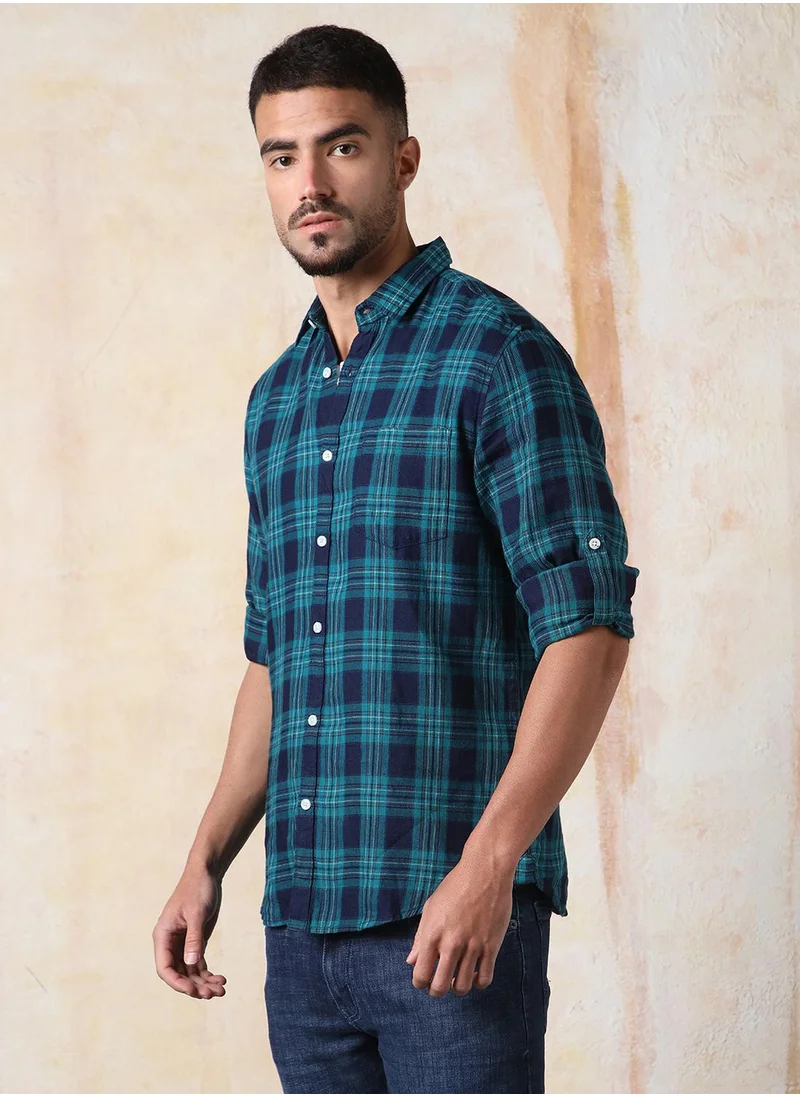 هاي ستار Men's Multicoloured 100% Cotton Checkered Button Down Regular Fit Shirt