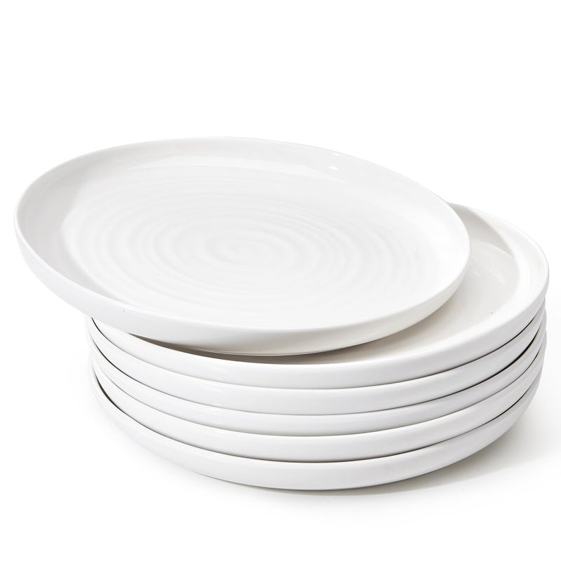 Sweese Dessert Plates, 7.8 Inch Porcelain Round Salad Plates Set of 6, Small Appetizer, Small Dish Set, Microwave & Dishwasher Safe, Scratch Resistant Slates set, White