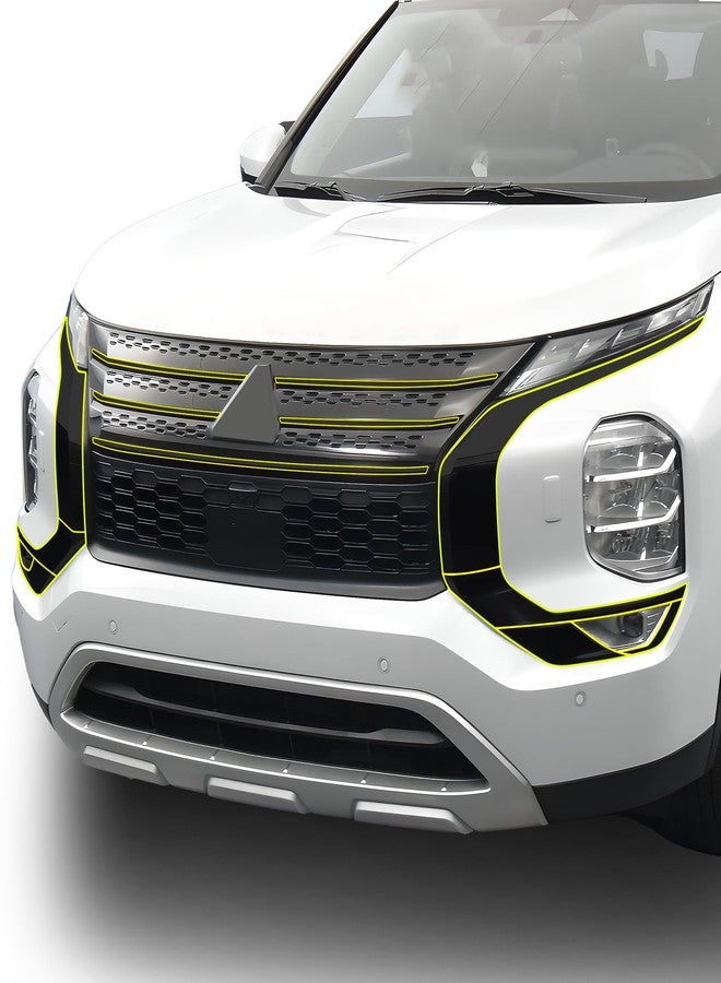 BOGAR TECH DESIGNS Middle Front Chrome Delete Overlay Compatible with Mitsubishi Outlander, Gloss Black - Image 1