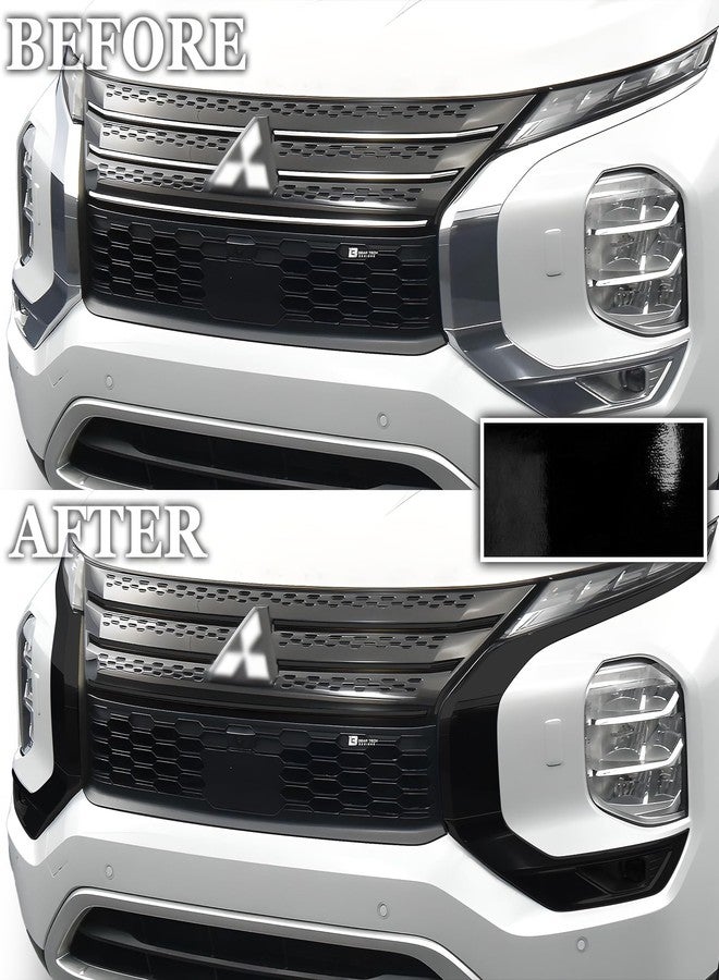BOGAR TECH DESIGNS Middle Front Chrome Delete Overlay Compatible with Mitsubishi Outlander, Gloss Black - Image 3