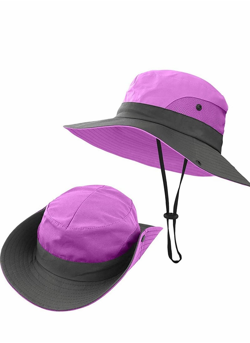 SYOSI Women's Outdoor Ponytail Wide Brim Sun Hat, Foldable, Wide Mesh, UV Protection Beach Hat, Suitable For Beach Fishing And Hiking (3 PCS)  - Image 4