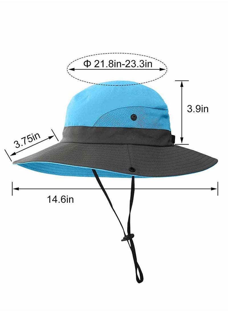 SYOSI Women's Outdoor Ponytail Wide Brim Sun Hat, Foldable, Wide Mesh, UV Protection Beach Hat, Suitable For Beach Fishing And Hiking (3 PCS)  - Image 2