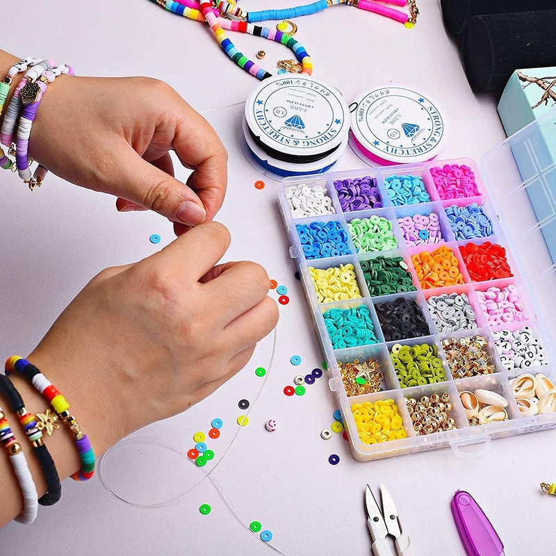 Luckam 4800 Pcs 6 mm Heishi Beads, Colorful Polymer Clay Flat Round Beads for DIY Jewelry Making, Suitable for Bracelets, Earrings & Necklaces, 24 Vibrant Colors - Image 2