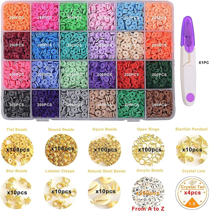 Luckam 4800 Pcs 6 mm Heishi Beads, Colorful Polymer Clay Flat Round Beads for DIY Jewelry Making, Suitable for Bracelets, Earrings & Necklaces, 24 Vibrant Colors - Image 3