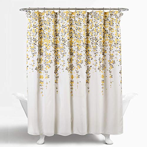 Lush Decor Weeping Flower Shower Curtain 72"W x 72"L Yellow & Gray - Fabric Shower Curtains for Bathroom - Floral Bathroom Curtain - Cottage Core Decor - Image 2