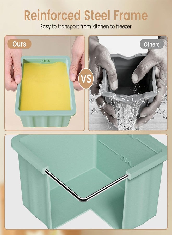 GGOW Silicone Freezer Tray for Soup Ice Cubes: 2-Cup Freezing Trays with Lid for Meal Prep - 4Pack Silicon Soup Portion Freeze Tray Make Stock Souped Ice Cube - Image 3