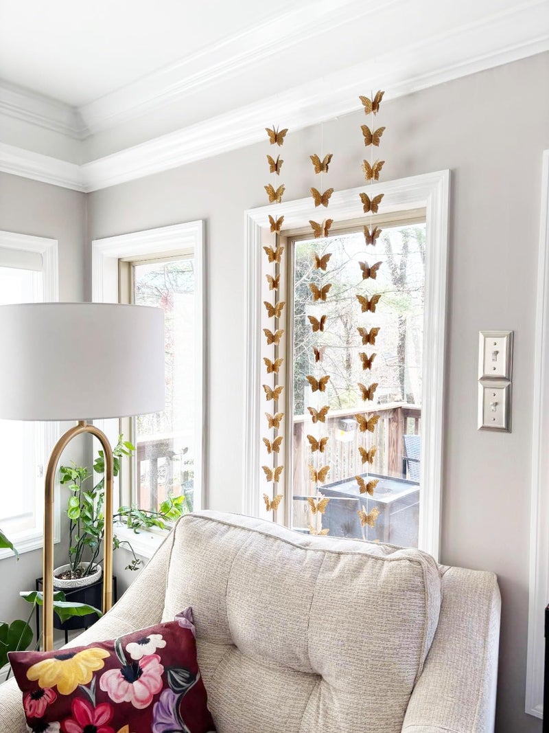 SLZBCY 3D Paper Butterfly Garland Recycled Book Newspaper Hanging Garland Bunting Banner Party Decorations Wedding Baby Shower Home Decor 4 Pack (Brown) - Image 5