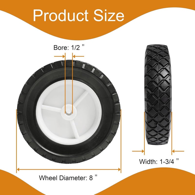 Antanker 8-Inch Mower Wheel fit for Oregon 72-108, Replace for Stens 195-024, Also fit for AYP 103670X, Craftsman 33958, MTD 734-04585, 8" x 1.75" Universal Wheel, 2Pcs - Image 3