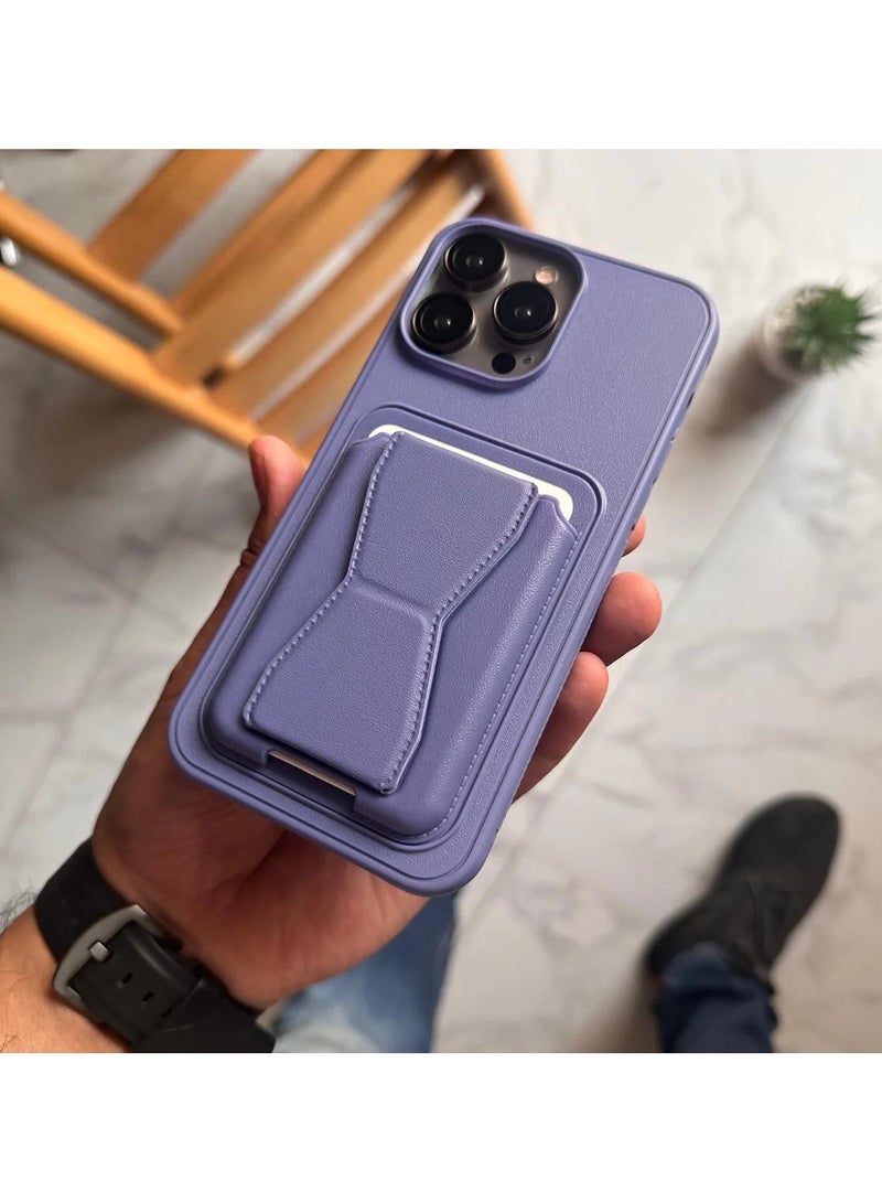 HDD Anti-Scratch Full Body Protection With Grip Card Holder Cover Case For Iphone 15   in light blue - Image 1