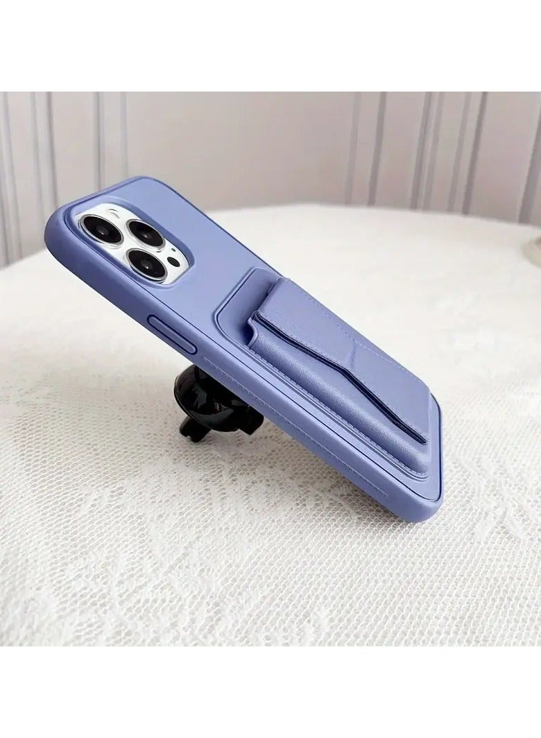 HDD Anti-Scratch Full Body Protection With Grip Card Holder Cover Case For Iphone 15   in light blue - Image 2