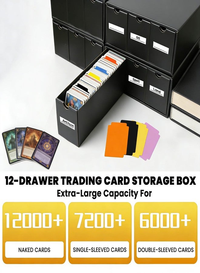 JUMPOW Trading Card Storage Box - 12000+ Card Storage Box Organizer, Bulk Card Sports Card Storage Boxes With 48 Card Dividers, Labels & Tapes, For TCG/MTG/PTCG/Baseball Card Storage And Collection - Image 3