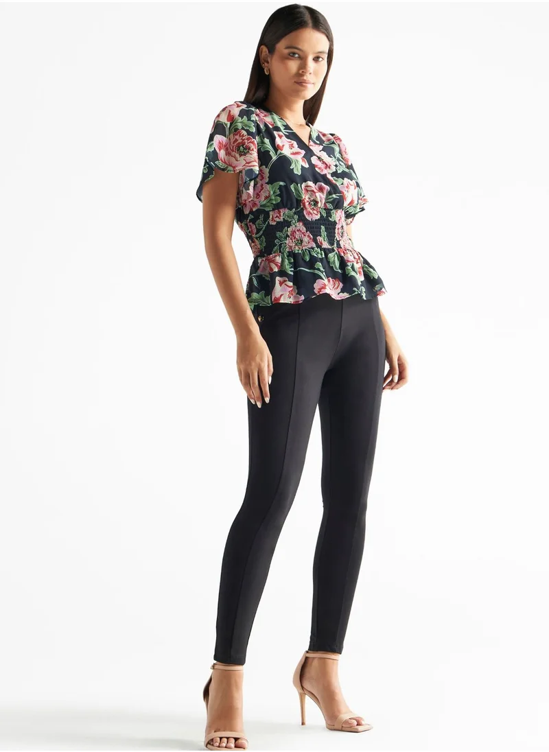 FAV Floral Print Ruched Top