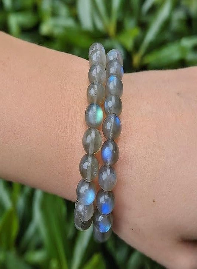 Agatesvibe Natural Certified 8mm Healing Crystal Bracelet | Unisex Stretchable Design | Chakra Balancing, Inner Peace & Abundance for Overall Well-being (Pack of 1) (Labradorite) - Image 4