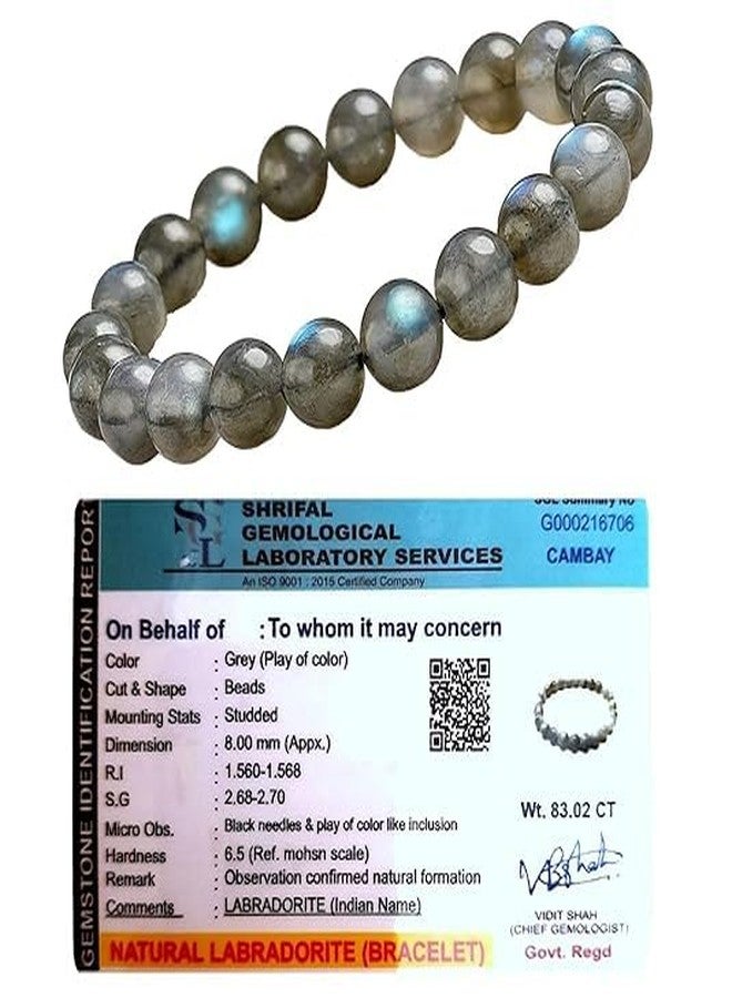 Agatesvibe Natural Certified 8mm Healing Crystal Bracelet | Unisex Stretchable Design | Chakra Balancing, Inner Peace & Abundance for Overall Well-being (Pack of 1) (Labradorite) - Image 1