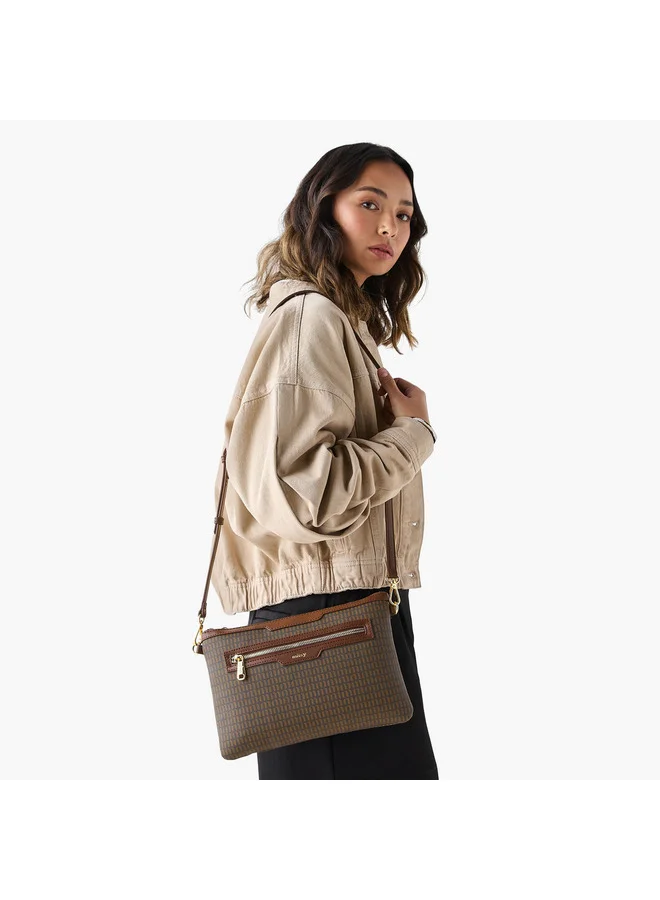 ميسي Women Monogram Print Tote Bag with Double Handle and Detachable Pouch