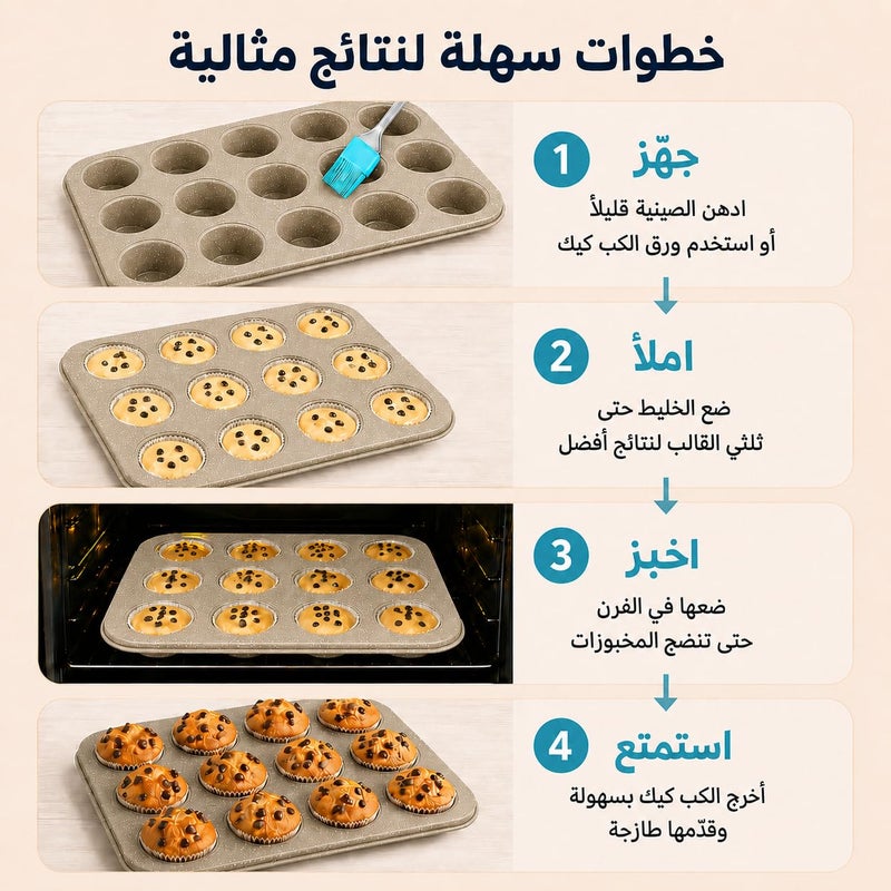 Cake Molds Non Stick Reusable Muffin Cupcake Baking Pan of 12 Cup, Non-Stick Round Cupcake and Cheesecake Pan, Essential Cooking Tool for Perfect Muffins Every Time (Silver) - Image 3
