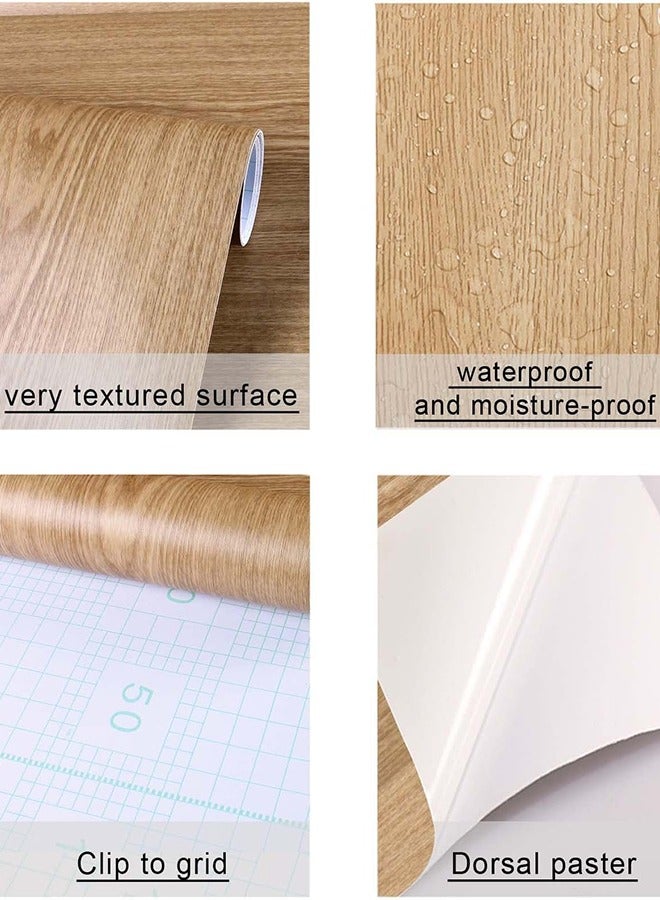 ورق حائط بتصميم خشب حبيبي بني 60x300سم - Image 4