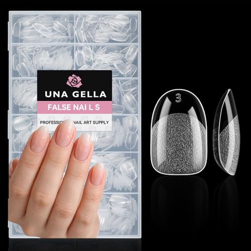 UNA GELLA Oval Round Nail Tips Half Matte 504pcs Short Oval Round Gel Nail Tips Easily Nail Extension for False Fake Acrylic Press On Nails 12 Sizes Short Gelly Tips - Image 1