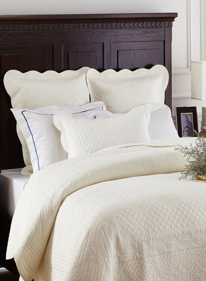 Calla Angel Sage Garden Luxury Pure Cotton Matelasse Quilted Pillow Sham, Standard, 20x26, Coffee - Image 4