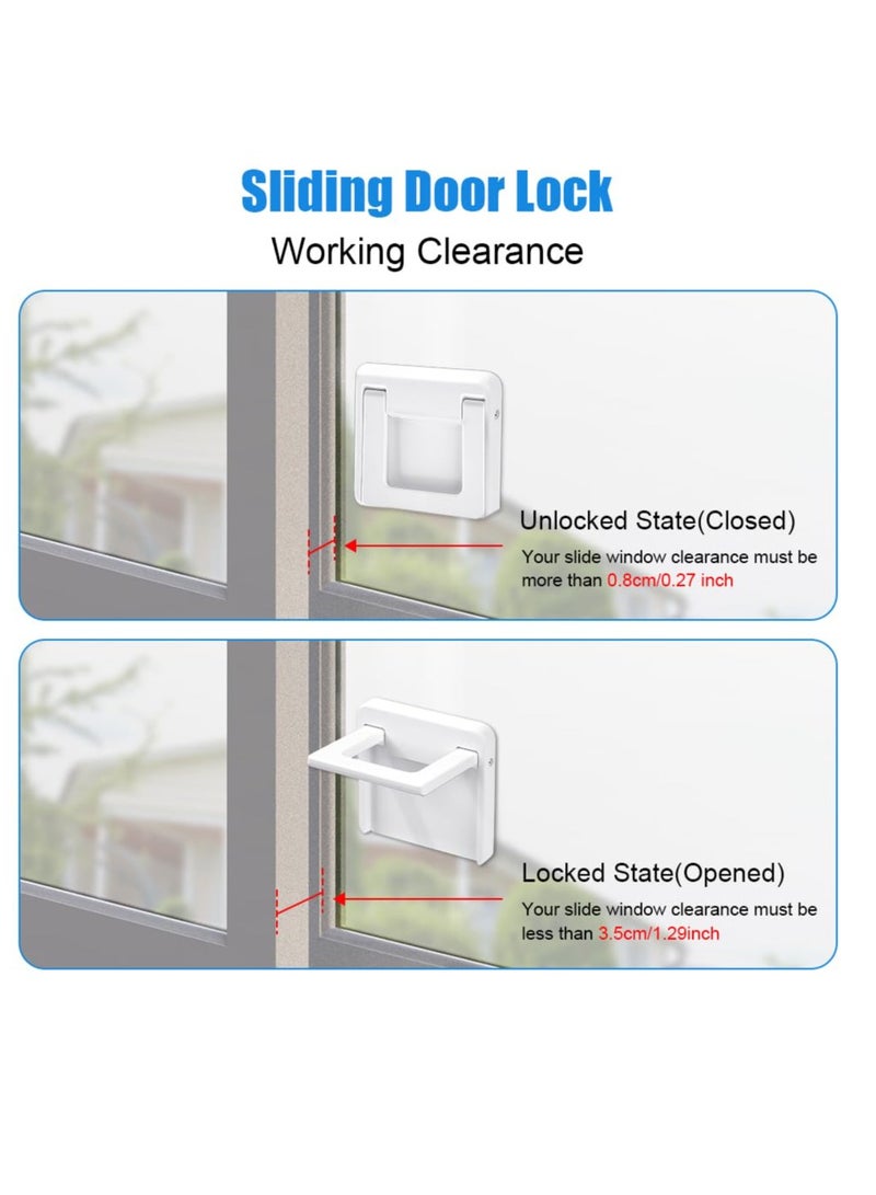 Excefore Baby Sliding Door Locks, 4 Pcs Sliding Glass Door Child Lock, Sliding Closet Door Lock, Baby and Pets Proof Sliding Door, Keyless Child Safety Locks for Patios Door, Closet Door(White, S) - Image 4