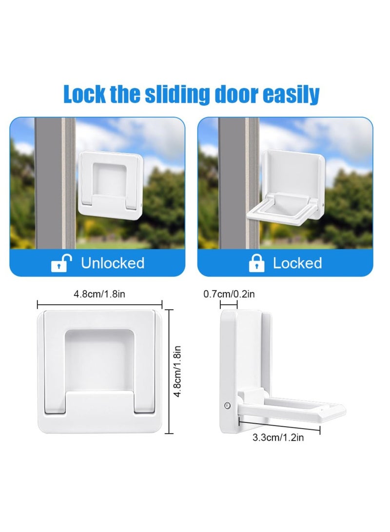 Excefore Baby Sliding Door Locks, 4 Pcs Sliding Glass Door Child Lock, Sliding Closet Door Lock, Baby and Pets Proof Sliding Door, Keyless Child Safety Locks for Patios Door, Closet Door(White, S) - Image 2
