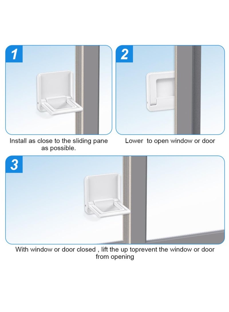 Excefore Baby Sliding Door Locks, 4 Pcs Sliding Glass Door Child Lock, Sliding Closet Door Lock, Baby and Pets Proof Sliding Door, Keyless Child Safety Locks for Patios Door, Closet Door(White, S) - Image 3