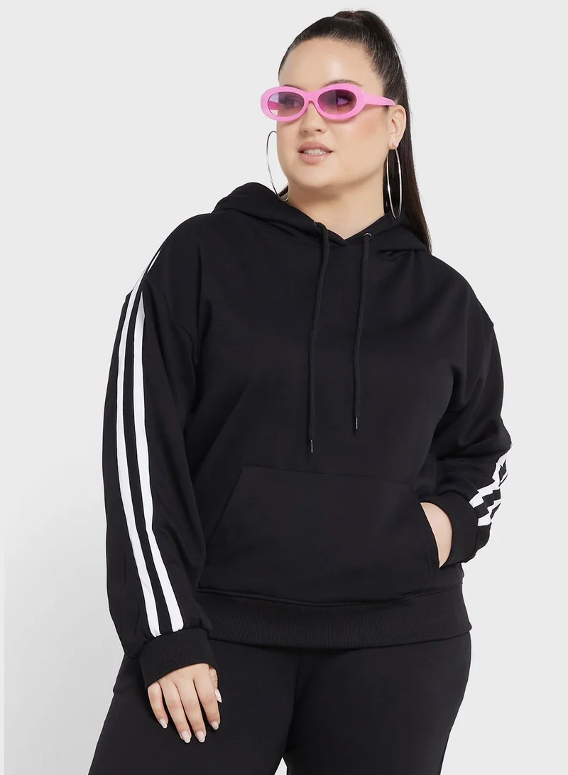 Ginger Plus Contrast Side Paneled Pocket Hoodie