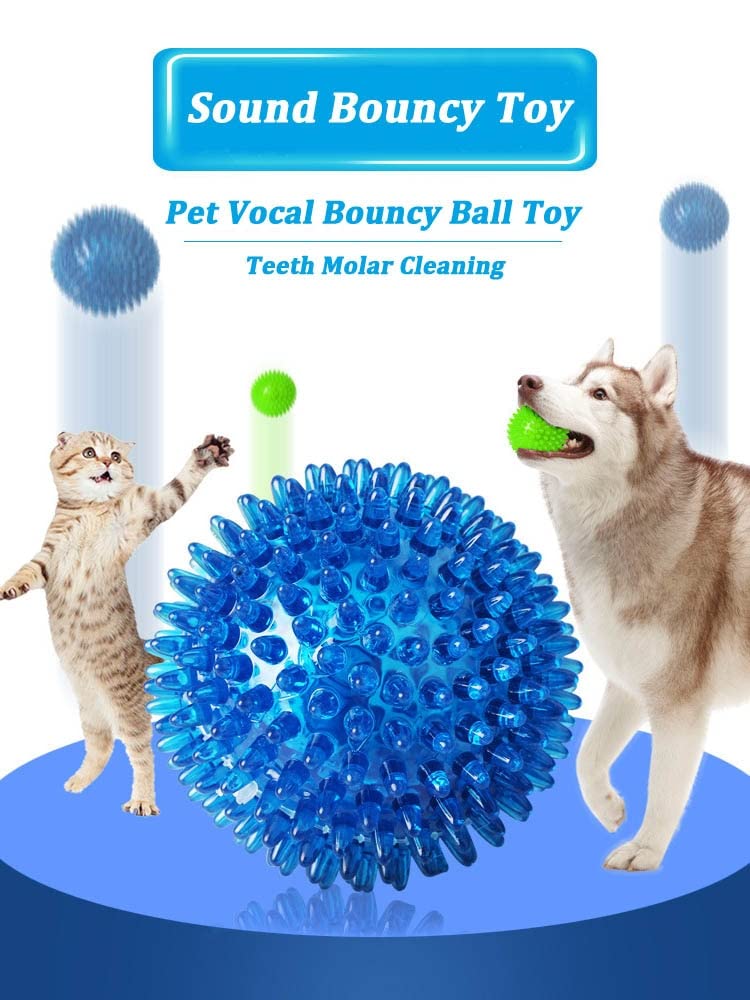 SSKR Pack of 4 Whistle Pee-Pee Sound Squeaky Sound Ball for Puppy, Dog & Cat, Pet Chew Playing Rubber Spiked Ball Toy, Puppy Teething - Image 2