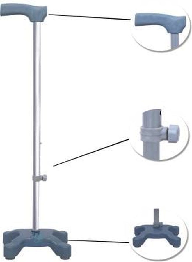MUBBA 4 Leg Walking Stick Height Adjustable Cane quadripod Sticks for Old Age People Grey - Image 2