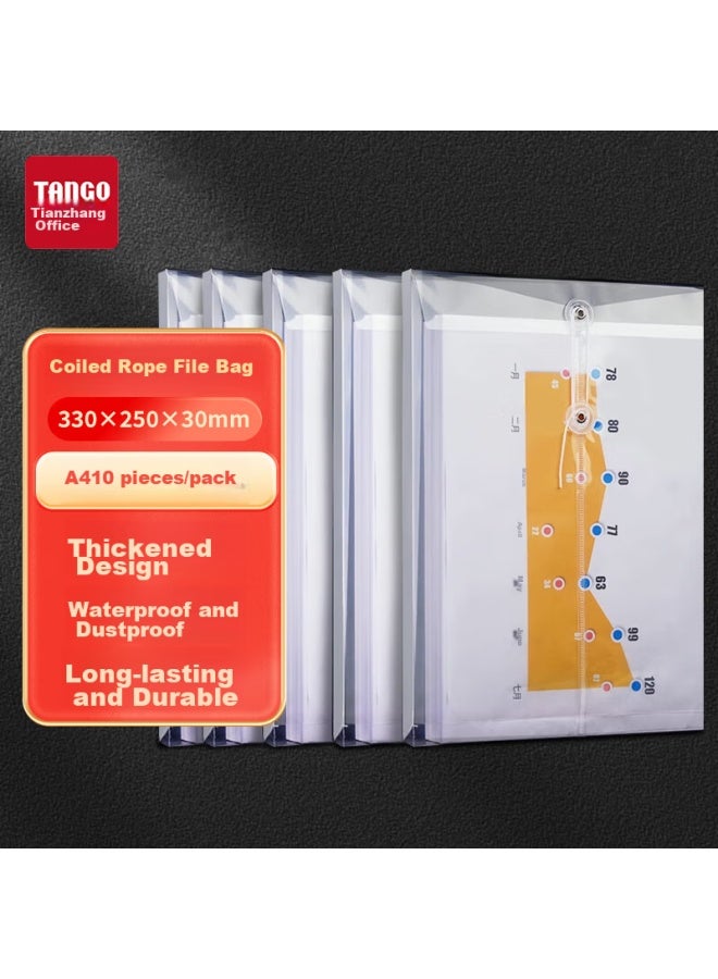 Tango A4 Transparent File Folders, 10 Pieces, Doent Storage Pouches, Pp Twine File Folders, 16c Thickened Financial Storage Supplies, Student Exam Paper Storage, Customizable, 4387 - Image 1