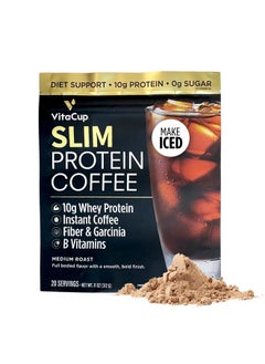 Health & Household Vitacup Slim Protein Coffee Shake For Diet Support, Instant Coffee W/Whey Protein Powder, B Vitamins & Fiber, Dietitian Developed For Performance And Taste, Make As Iced Coffee Or Shake, 20 Servings  - Image 1