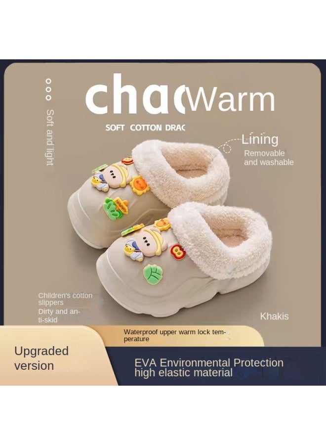 Eva Children's Cotton Slippers Winter Indoor Warm Unisex Baby Clog Shoes Waterproof Anti-slip Detachable Parent-child Cotton Slippers - Image 1