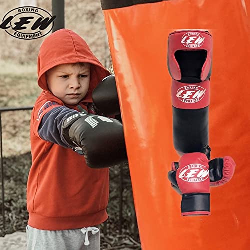 LEW Kids Boxing Set Punching Bag with Gloves and a Head Guard, Soft Cotton Filled Ideal for Children from 5-10 Years - Image 3