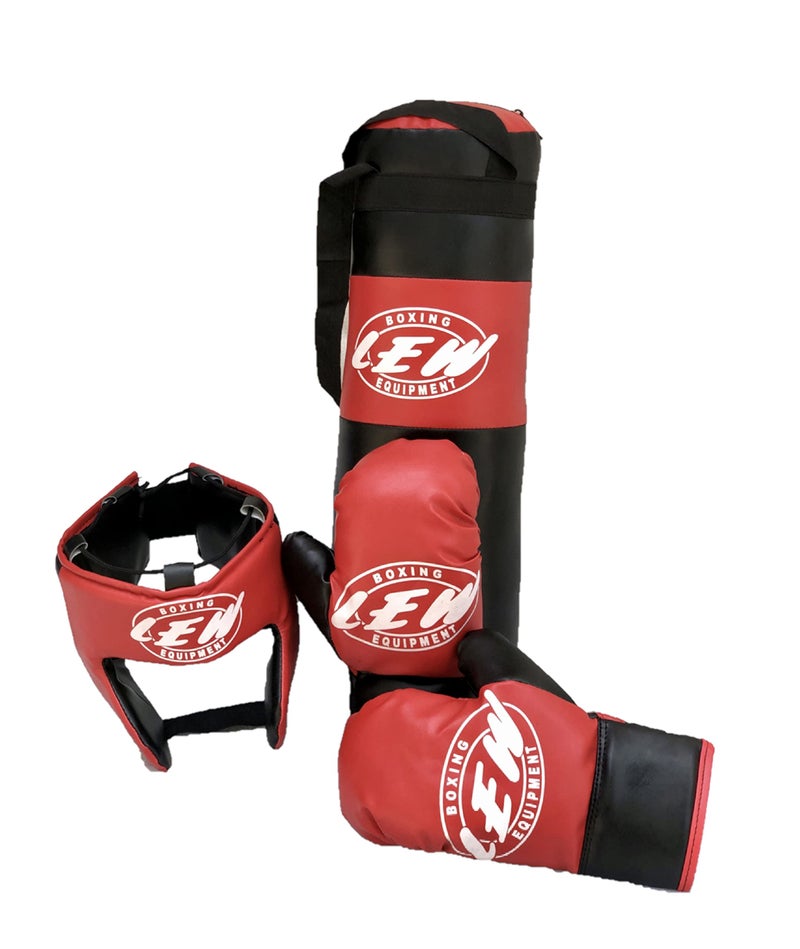 LEW Kids Boxing Set Punching Bag with Gloves and a Head Guard, Soft Cotton Filled Ideal for Children from 5-10 Years - Image 1