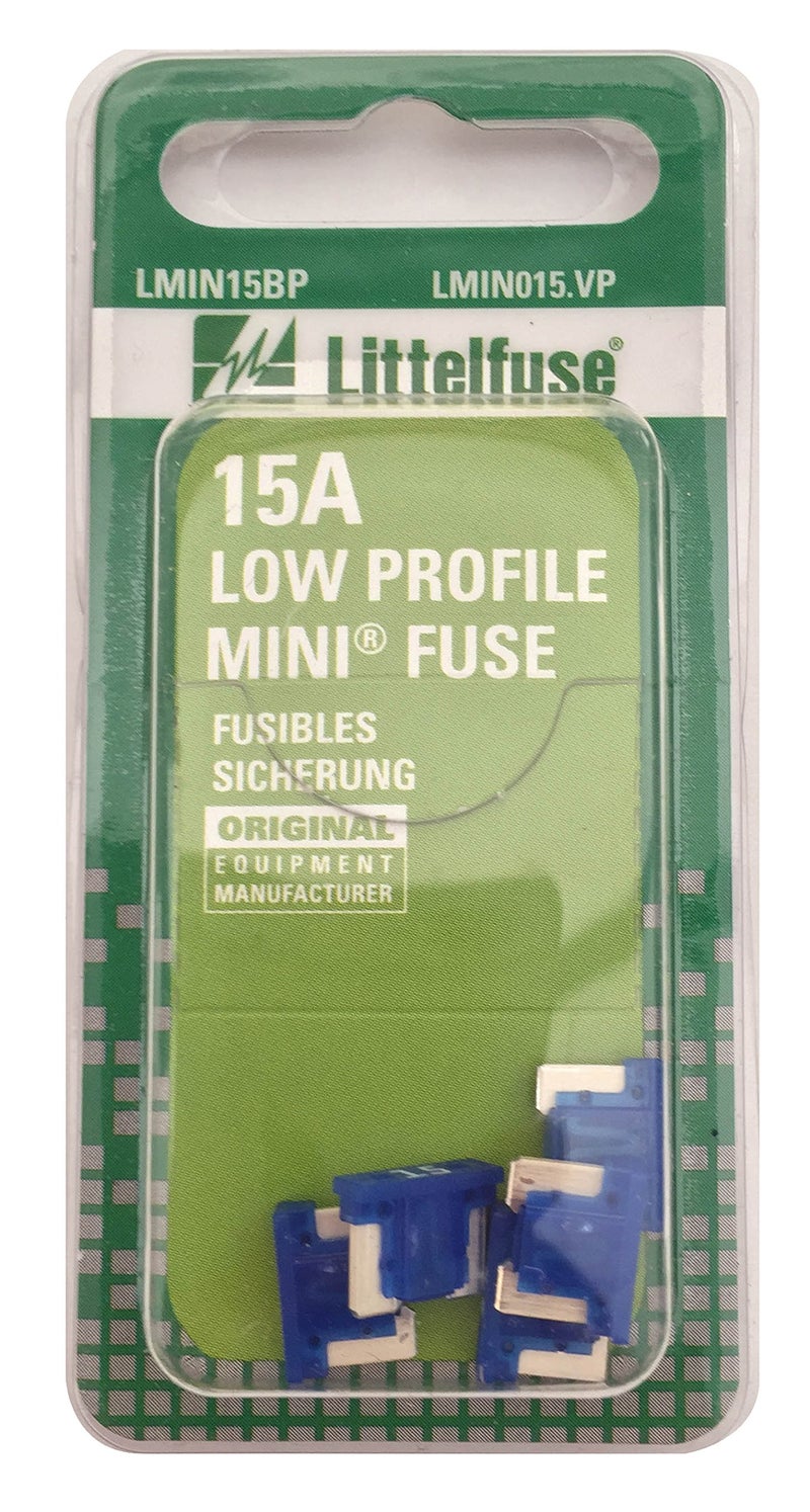 Littelfuse LMIN015VP MINI Low Profile 15 Amp Carded Blade Fuse Pack of 5