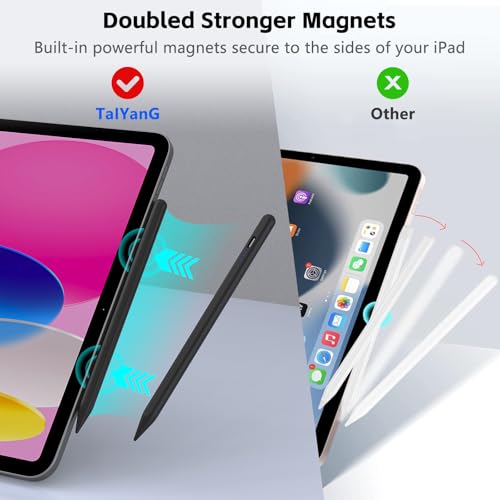 TaIYanG Stylus Pen for iPad 2018-2026 with Palm Rejection, Faster Charge, Tilt Sensitivity iPad Pencil Compatible with A16 11/10/9/8/7/6, Pro M5/M4/12.9"/11", Air M4/M3/M2/5th/4th/3rd, Mini 6/5th (Black) - Image 3