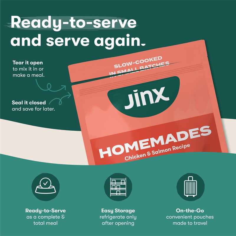 Jinx Salmon Grain Free Wet Dog Food Toppers, Meal or Mix with Dry Dog Food, Made with Real Salmon & Chicken, Bone Broth, No Fillers, Puppy, Adult, Senior, 9oz, 6 Pack - Image 2