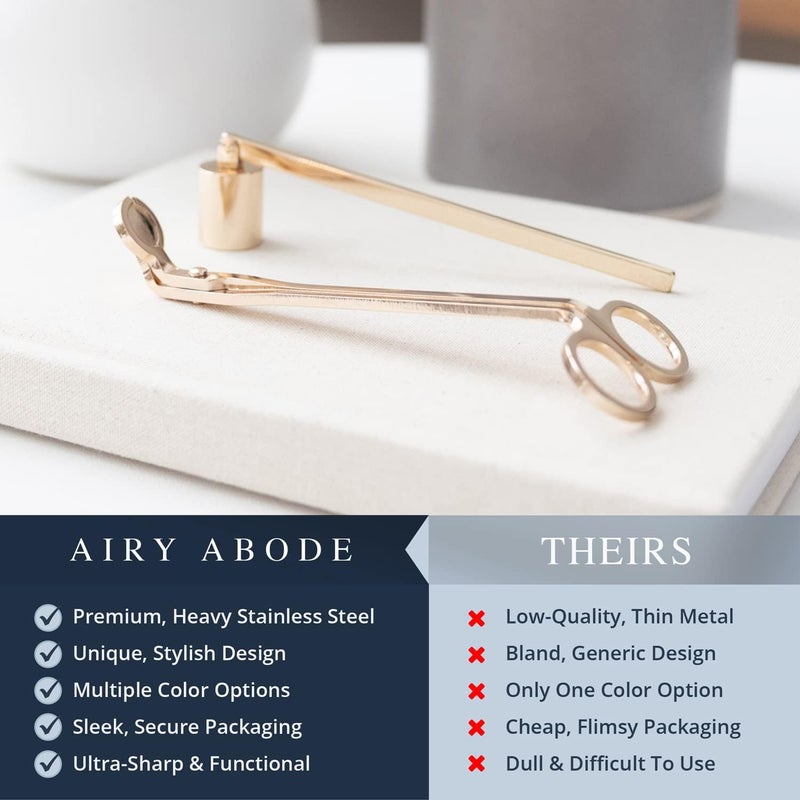 Airy Abode مجموعة إكسسوارات قاطعة فتيل الشمع وطافئ الشمع من إيري أبود – ذهبي - Image 3