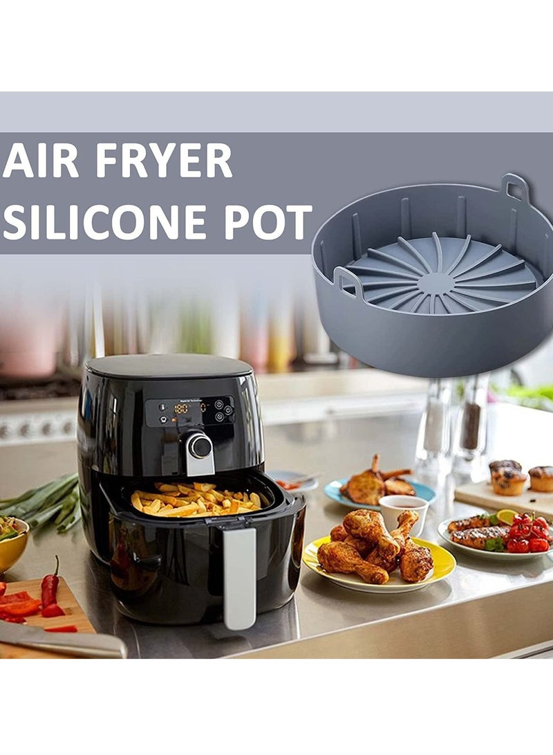 سلبيات لا تقدر بثمن أدوات فرن آمنة للطعام سيليكون أساسية مع مقلاة هوائية اكسسوارات فرن سهلة التنظيف سلة قابلة لإعادة الاستخدام رمادية اللون - Image 4