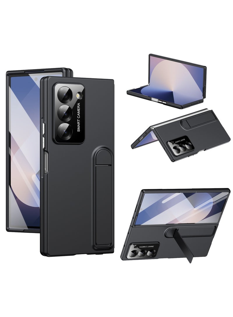 general Compatible with Samsung Galaxy Z Fold 7 Case,Kickstand & Screen Protector,Ultra Thin Matte Holder Phone Case,External Screen Glass Film Lens Protective Shockproof Full Cover