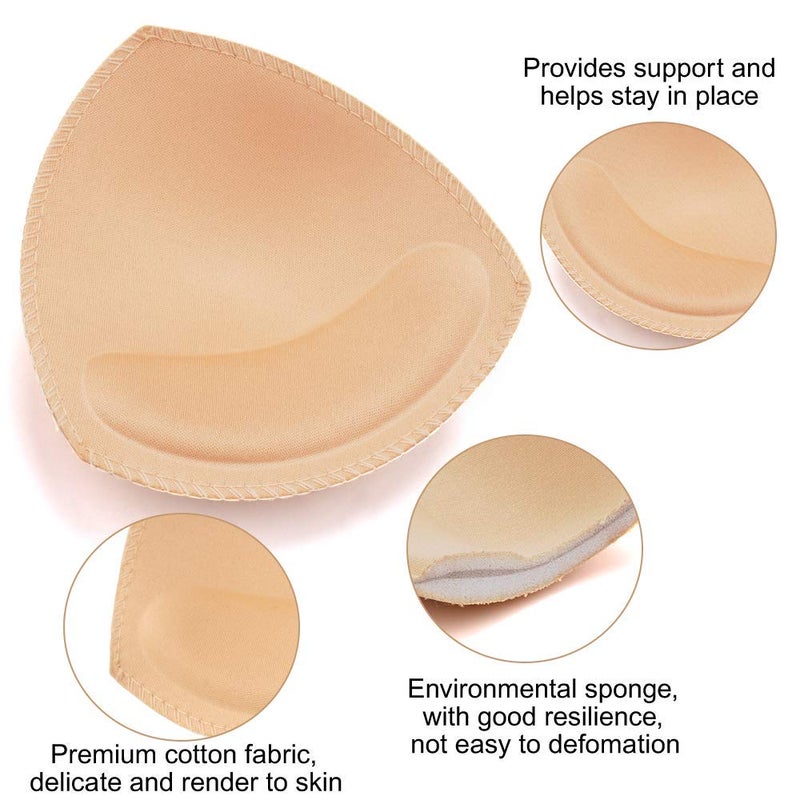Nimiah Soprts Bra Pads Inserts, 3 Pairs Durable Sewn Edge Replacement Cups for Bathing Suit Bikini Dress Top Fits AB Beige - Image 5